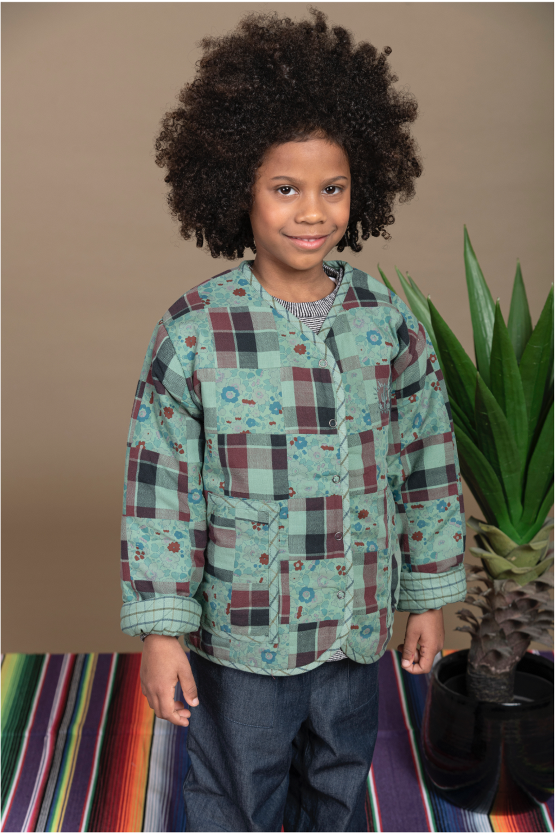Reversible Kids Jacket - Celadon Patchwork