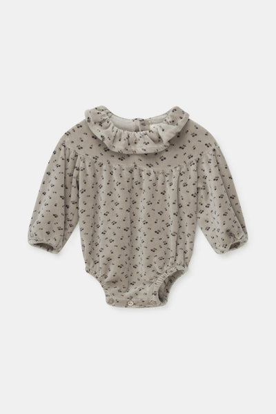 Velour baby romper - Light grey