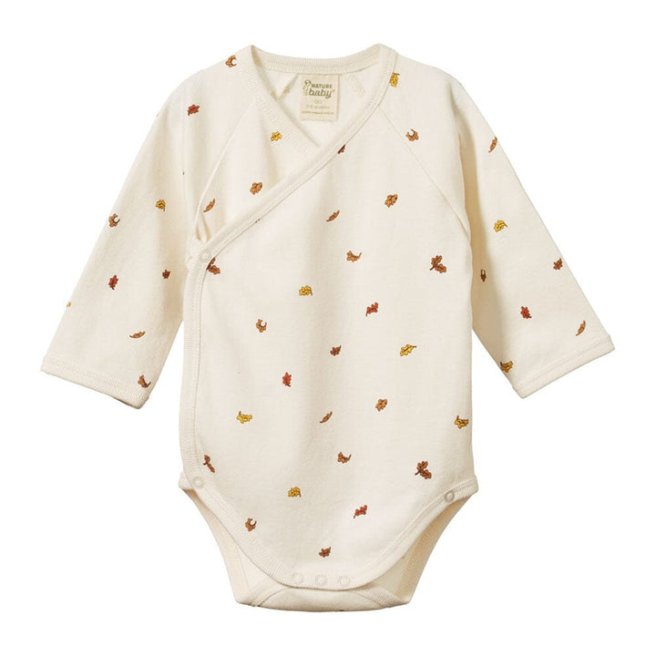 Long Sleeve Kimono Bodysuit & Footed Rompers - Leaf Print Sets Nature Baby 