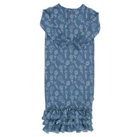 Ruffle Gown - Blue Doodle