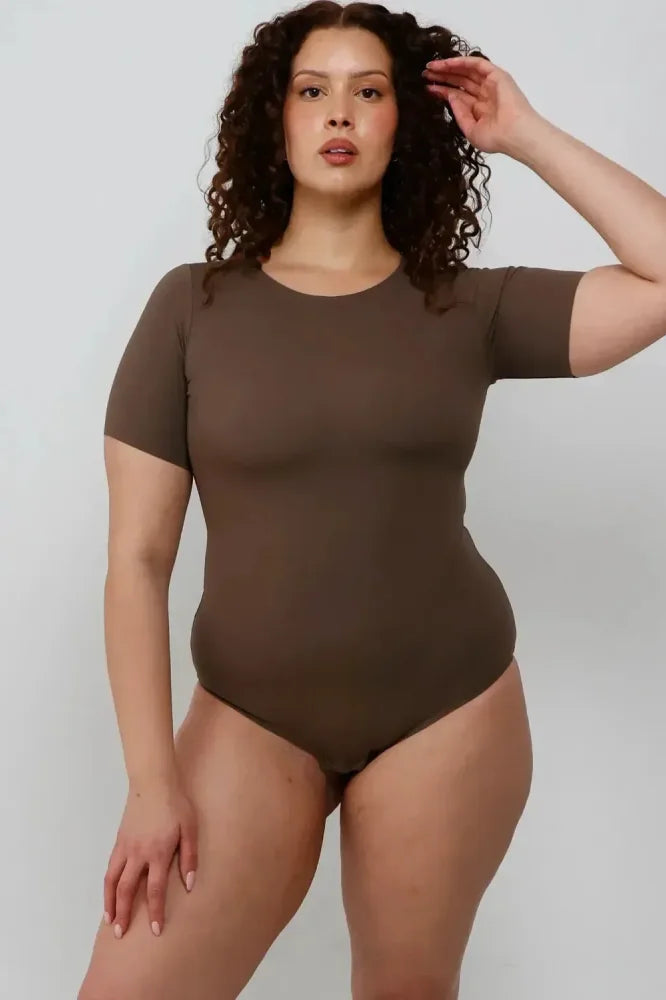 T-Shirt Bodysuit - Standard - Mocha - FINAL SALE - Bodysuit