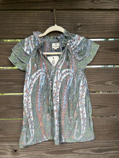 Varina Top - Green, Orange, Blue, Little Gold