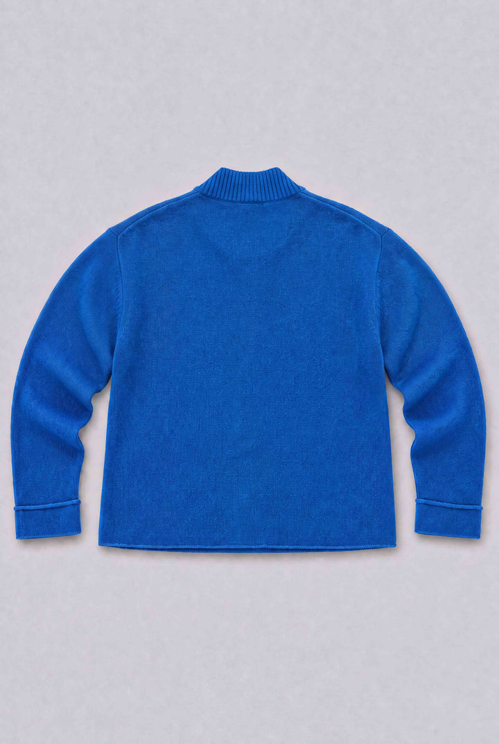 Mock Neck Cardigan - Cobalt