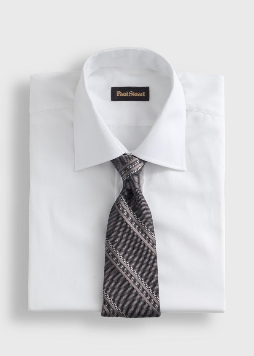 Silk Grenadine Stripe Tie - Grey