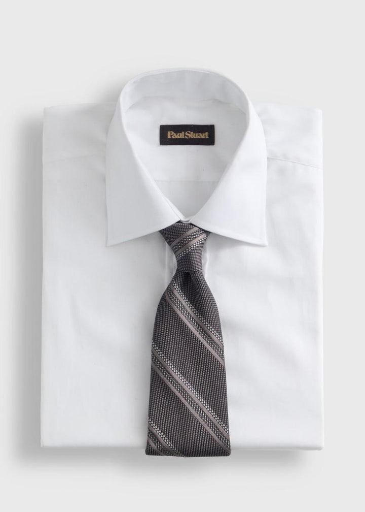 Silk Grenadine Stripe Tie - Grey