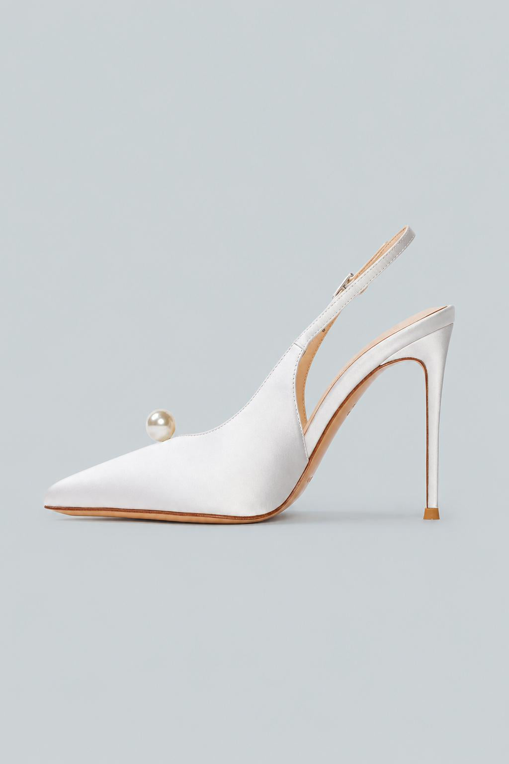 Reina 100 Slingback Pump - White Sati