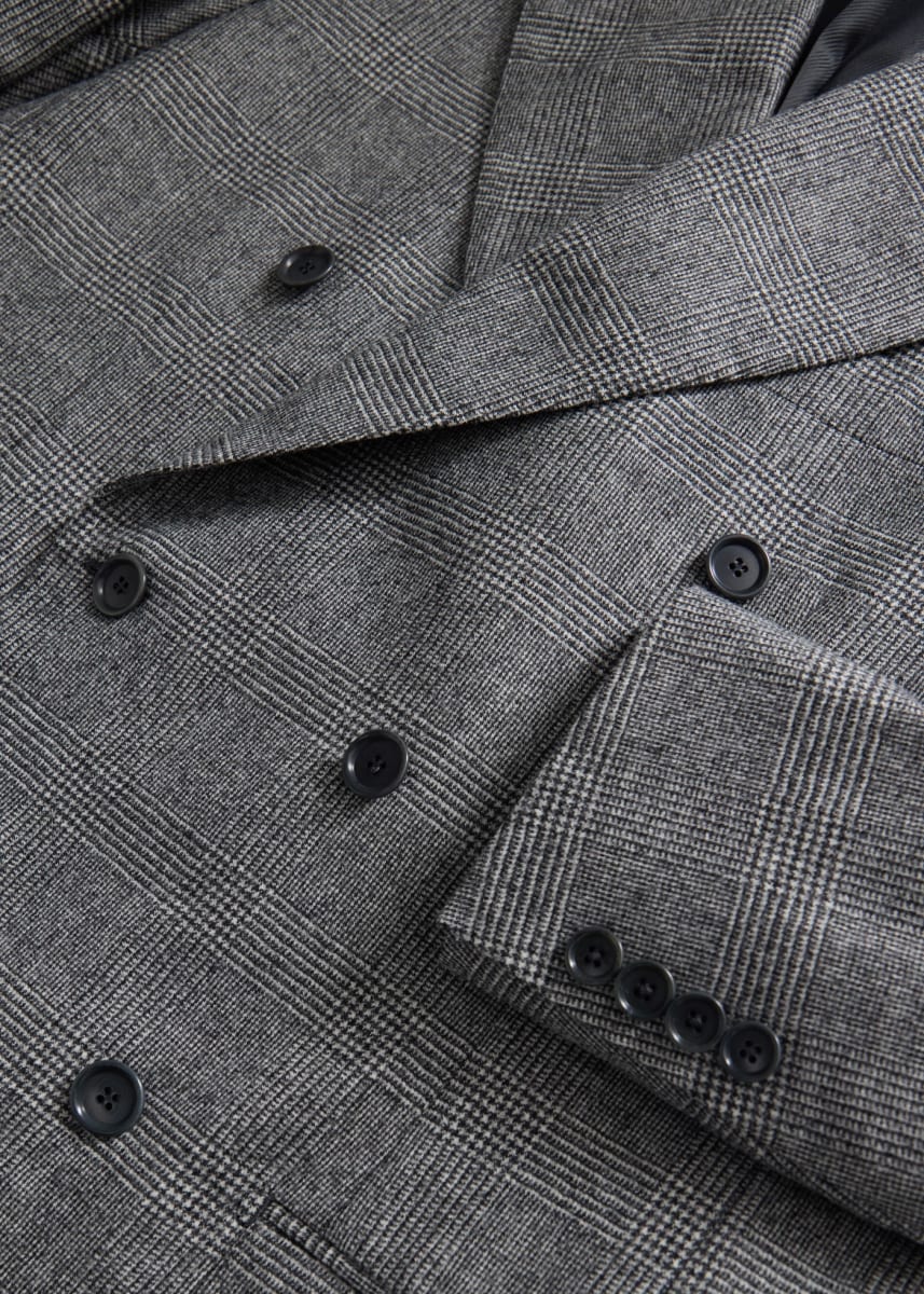 Glen Plaid Double-Breasted Suit - Grey