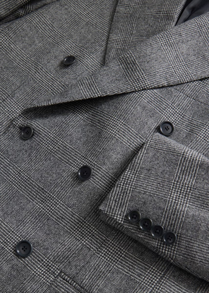 Glen Plaid Double-Breasted Suit - Grey