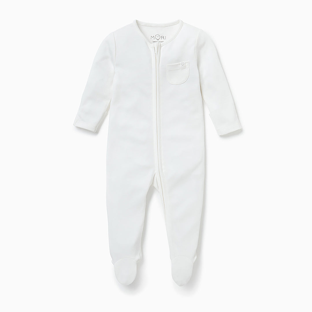 Zip-Up Sleepsuit - White Sleepwear Mori 