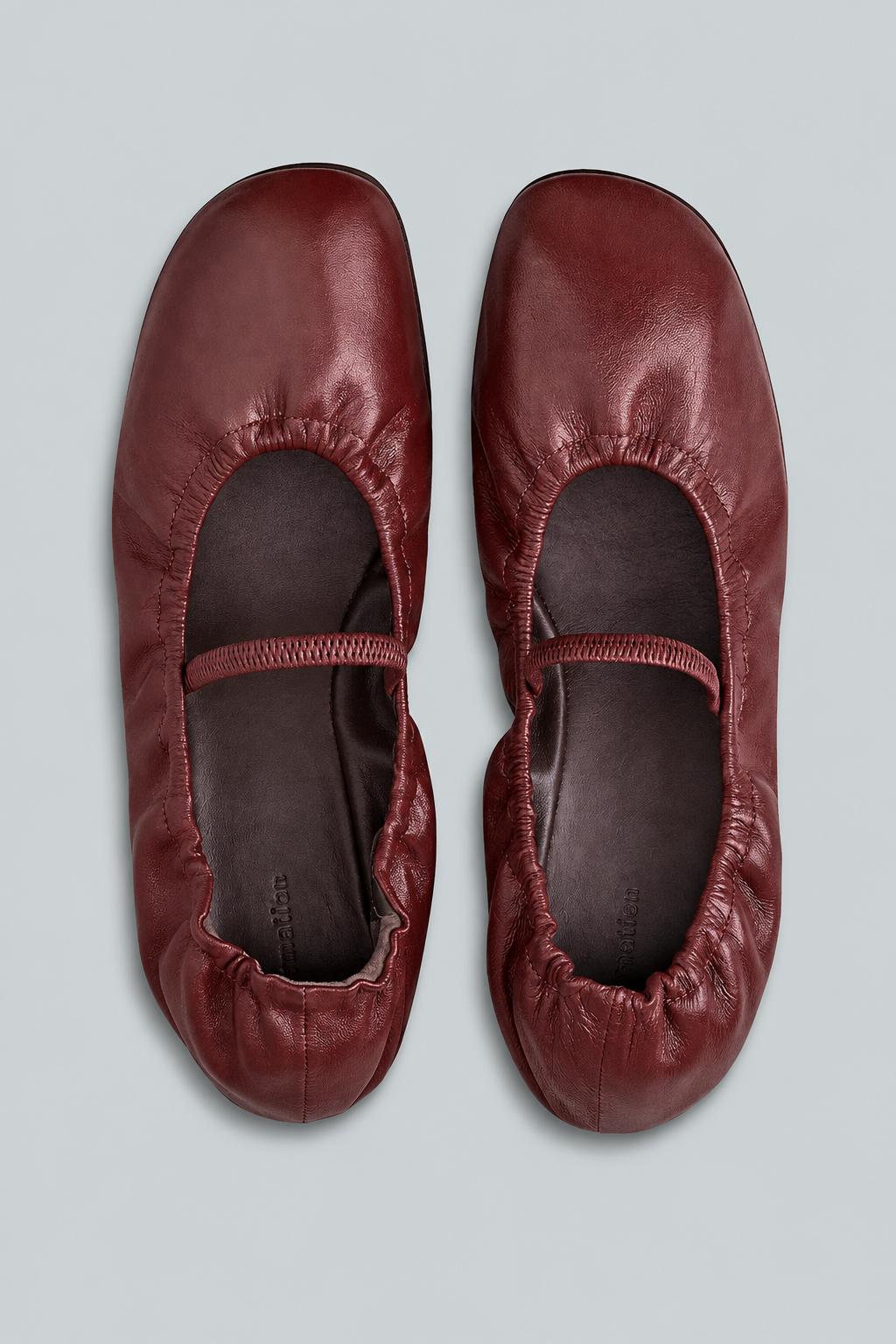 Women's Buffy Ruched Leather Ballet Flats - Berry Jam Leather