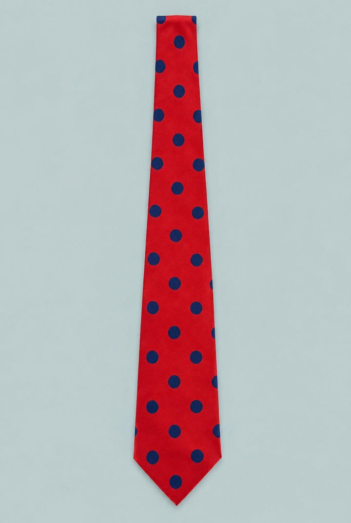 Printed Silk Large Polka Dot Tie - Red