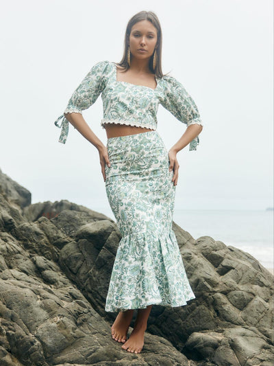 Patsy Pencil Skirt - Sweetgreen Floral - FINAL SALE