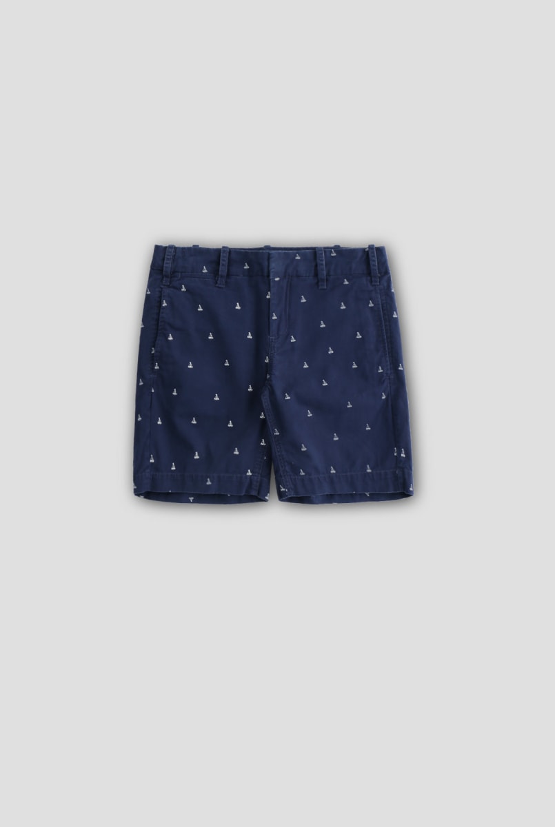 Boat Print Day Short - Navy