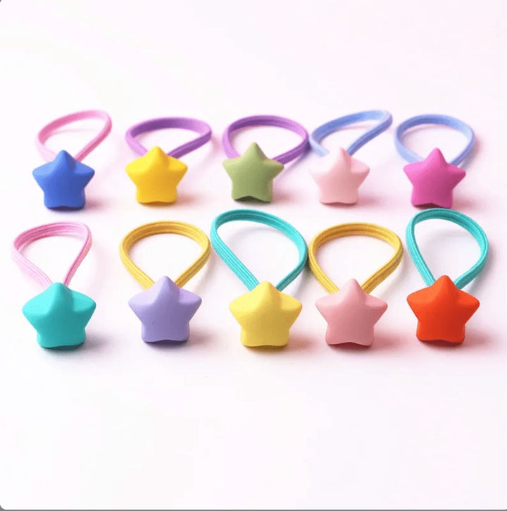Matte Stars Hair Elastic 10Pc Box Set - Rainbow