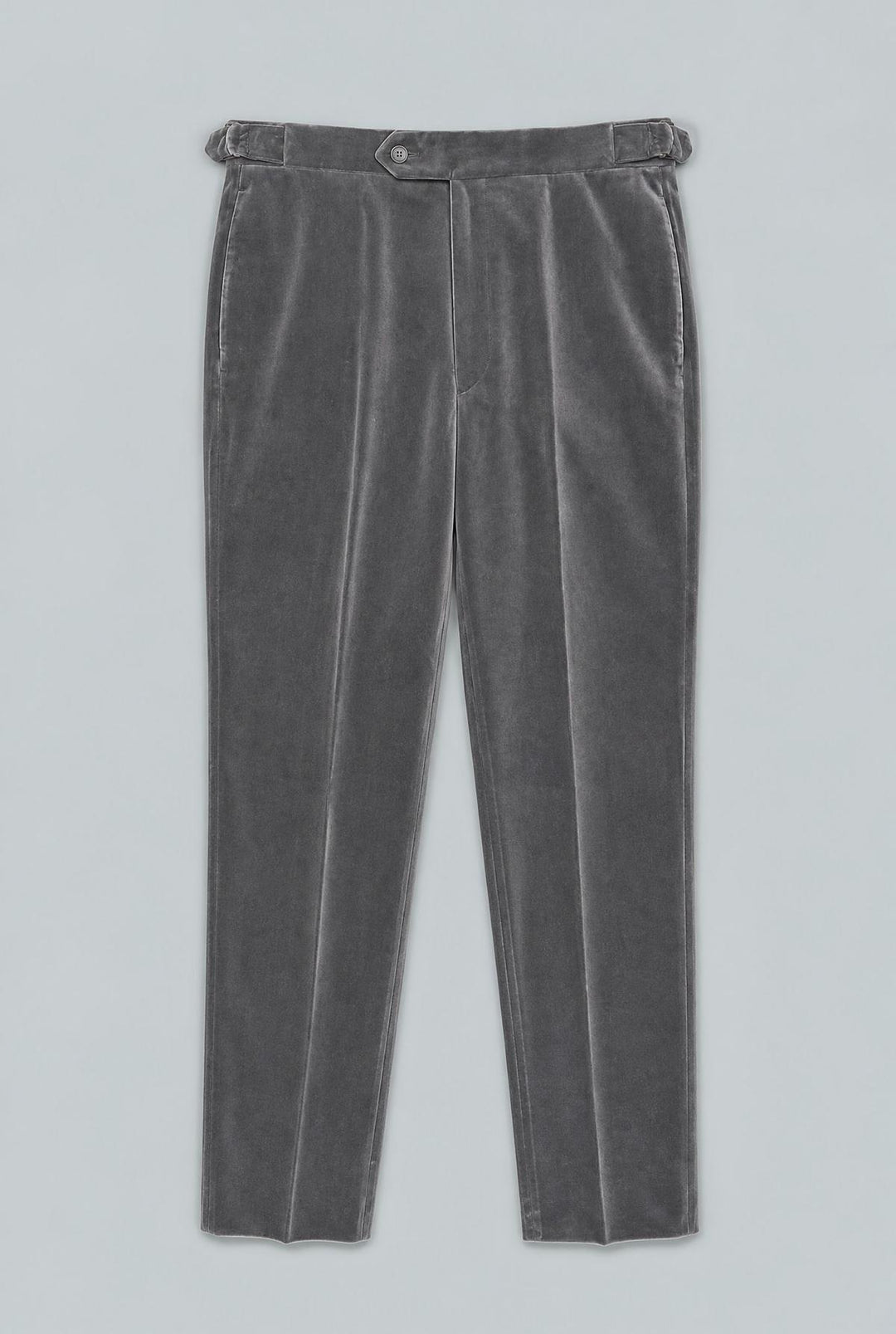 Grey Cotton Velvet 1-Button Peak Phillip Suit - Silver