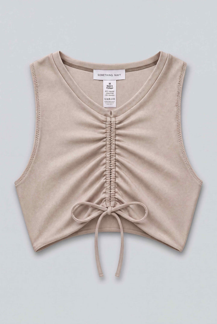 Cinched Front Bikini Top - Tan