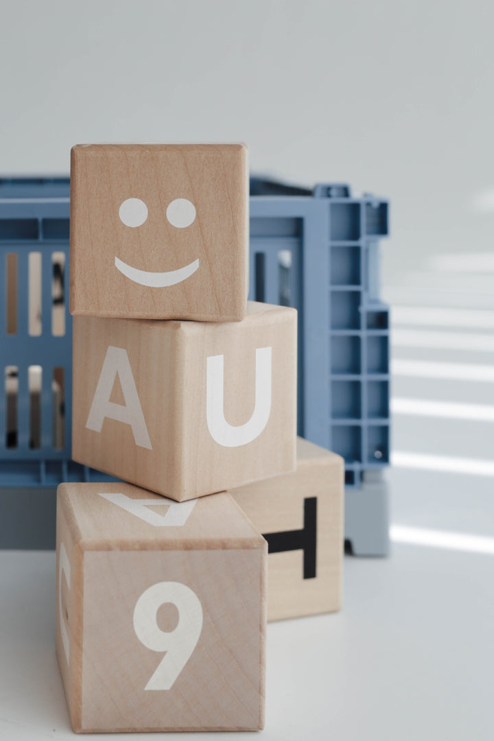 Wooden Math Blocks in White - Wood