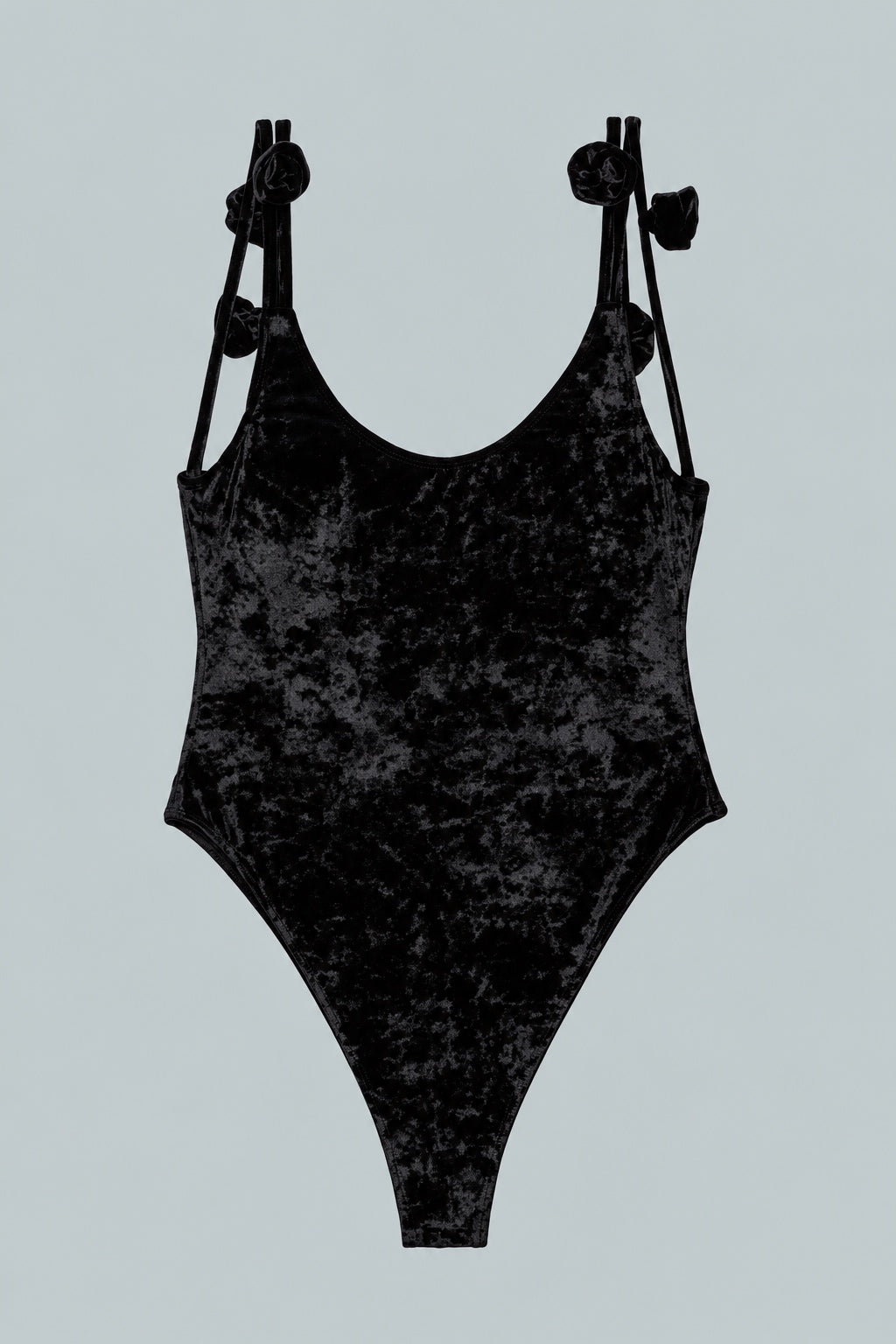 Velvet Floral Strap One Piece Swimsuit