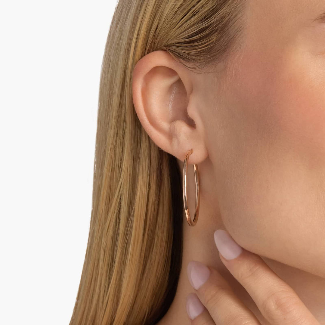 18k Rose Gold Medium Hoop Earrings