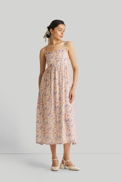 Strappy Gathered Floral Midi Dress - Remixed Wildflowers