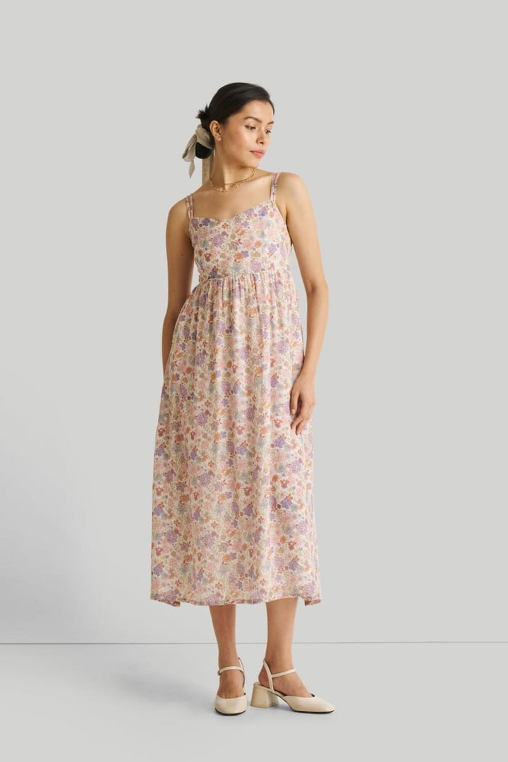 Strappy Gathered Floral Midi Dress - Remixed Wildflowers