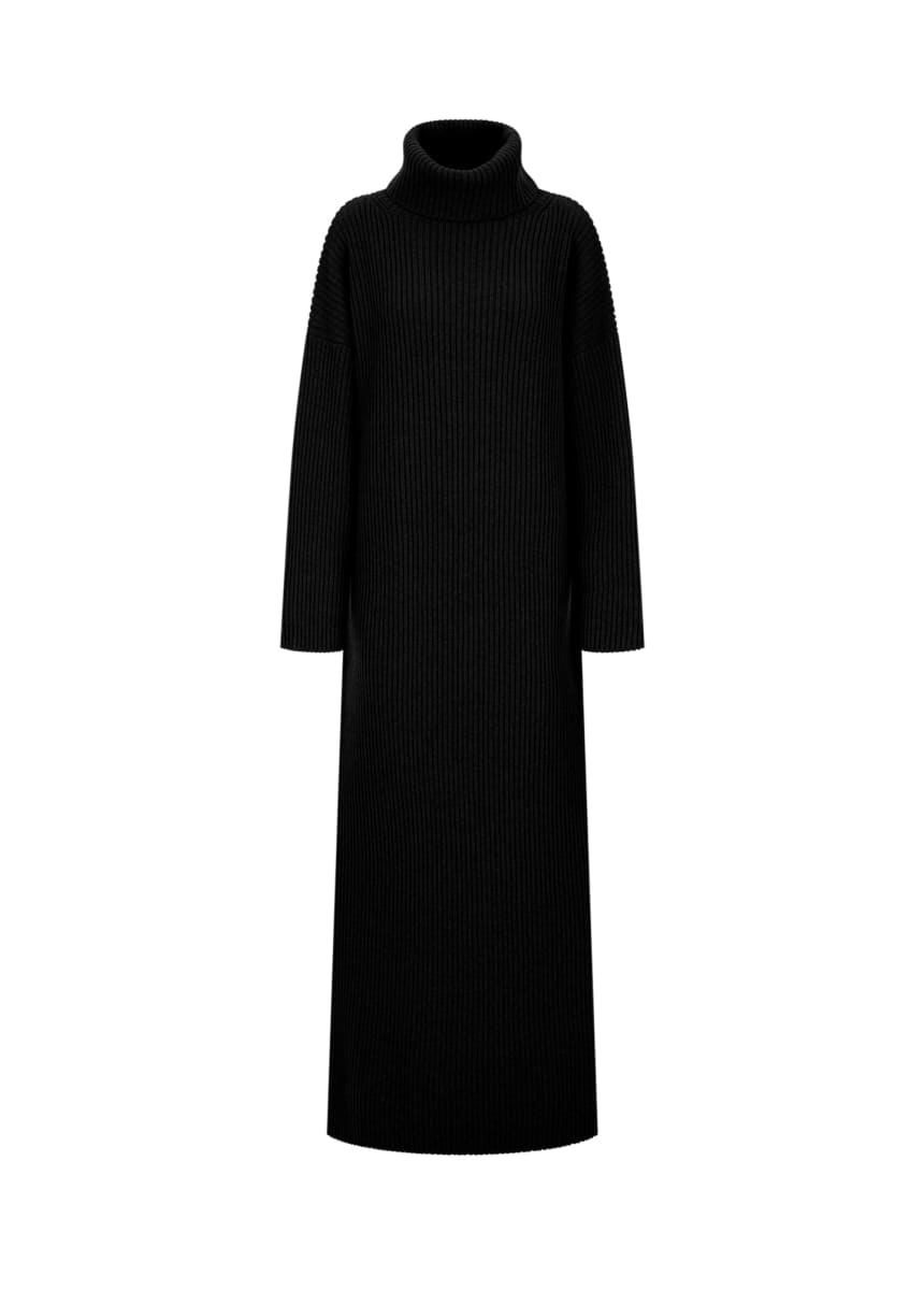 Bianca | Roll Neck Cashmere & Wool Dress - Black