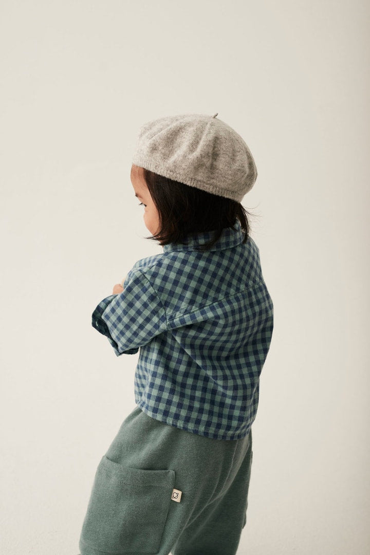 Gingham Flannel Baby Shirt Artic Blue