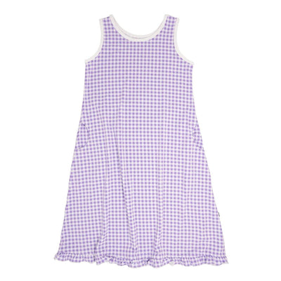 Summer Boho Dress - Gingham Purple