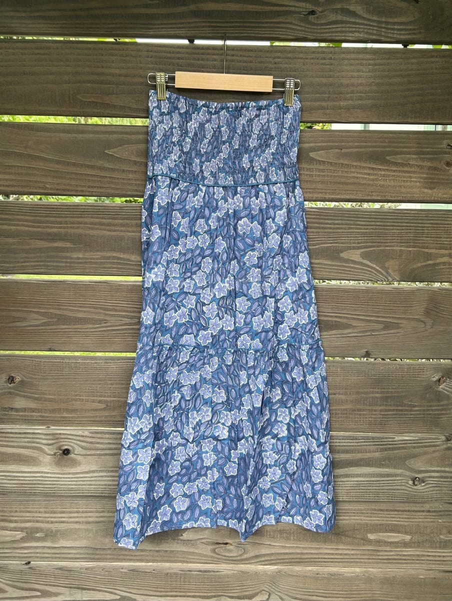 Florence Cotton MIDI Skirt - Blue Multi Floral