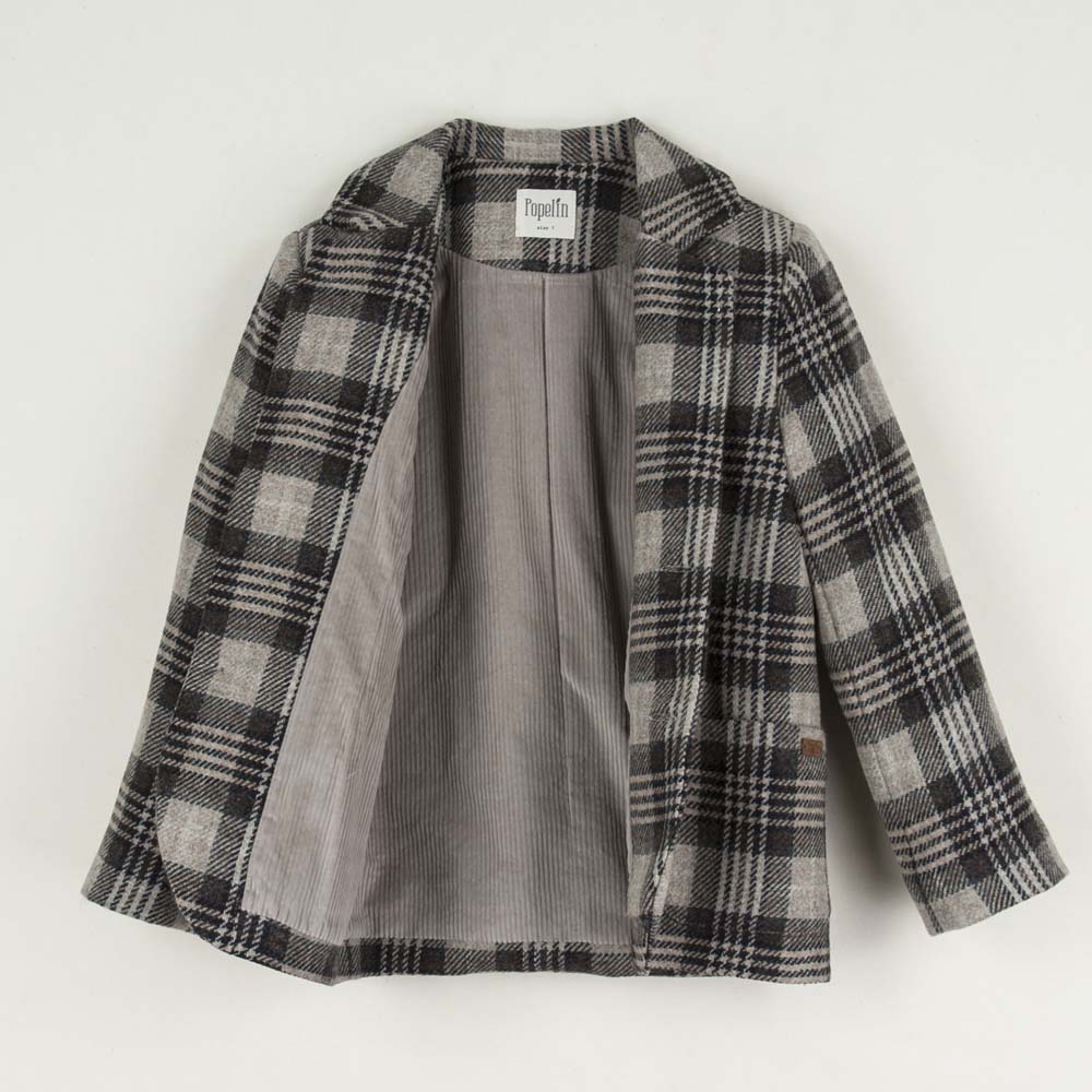 Brown Plaid Blazer with Pockets