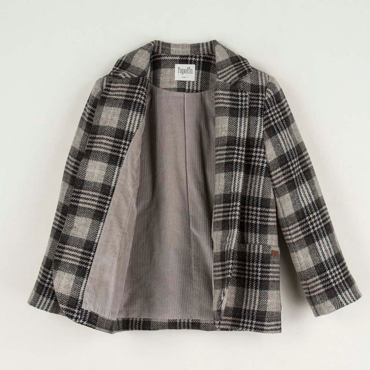 Brown Plaid Blazer with Pockets