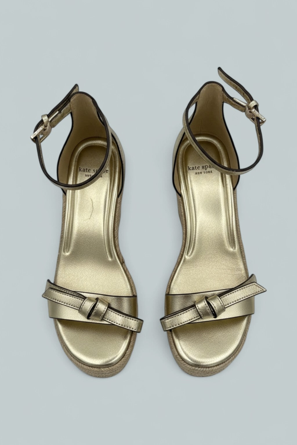 Loop Espadrille Wedge Sandals - Pale Gold