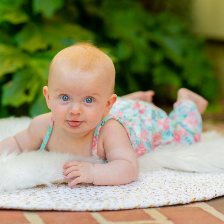 Tank Pant Romper - Aqua Floral - Romper