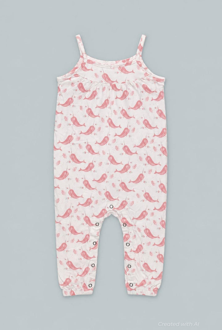 Tank Pant Romper - Narwhal Pink - Romper