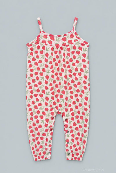 Tank Pant Romper - Strawberry Basil - Romper
