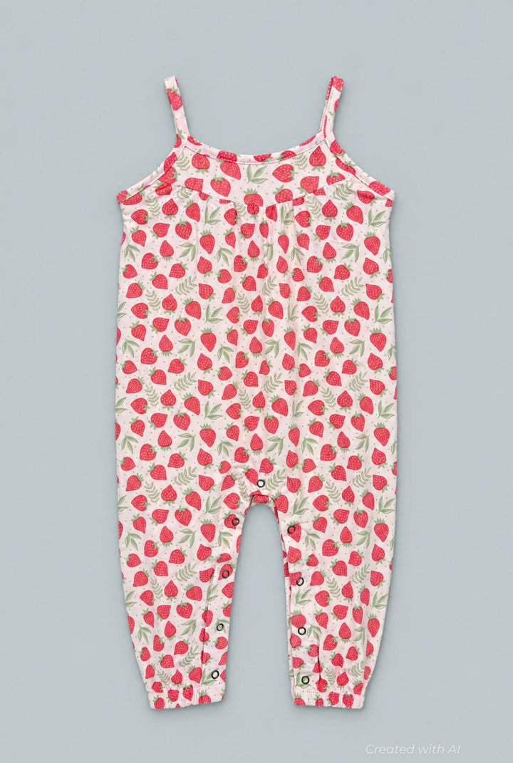 Tank Pant Romper - Strawberry Basil - Romper
