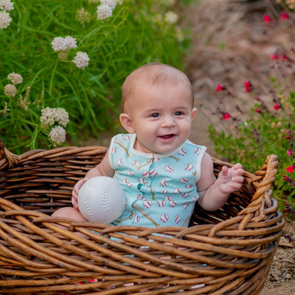 Tank Romper - Little Slugger Aqua - Romper