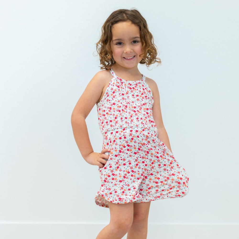 Tank Short Romper - Crimson Floral - Romper