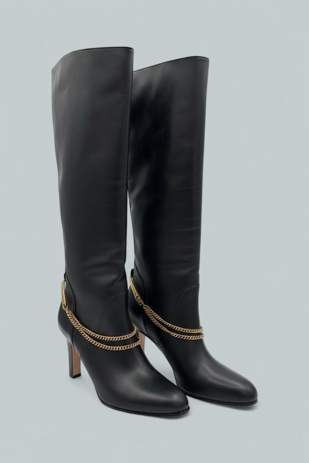 Tarian Tall Chain Boot - Black - 9.5 - Boots