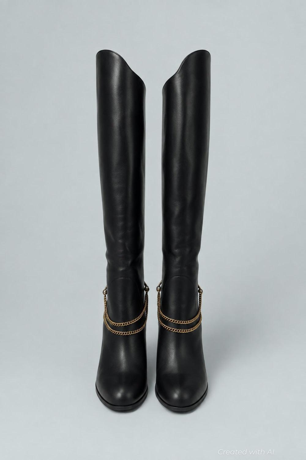 Tarian Tall Chain Boot - Black - 9.5 - Boots