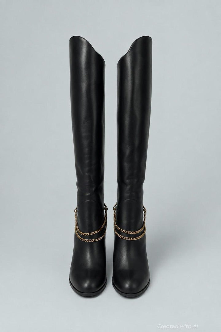 Tarian Tall Chain Boot - Black - 9.5 - Boots