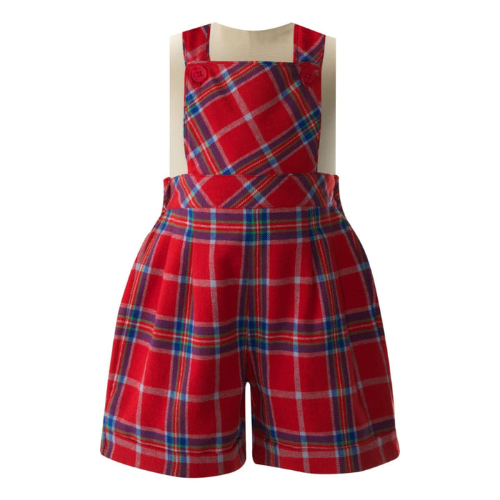 Tartan Dungarees - Red - Dungarees