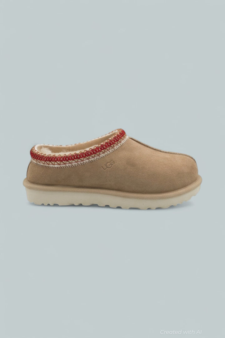 Tasman Caspian Slipper - Sand/Dark Cherry - 8 - Slip-On