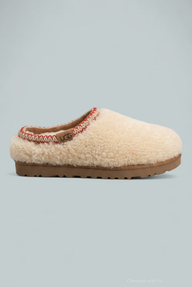Tasman Maxi Curly Casual Slippers - Natural - 7 - Slip-On