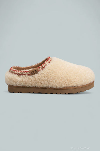 Tasman Maxi Curly Casual Slippers - Natural - 7 - Slip-On
