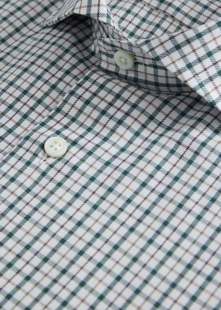 Tattersall Check Sport Shirt - Brown/Green - Collared Shirt
