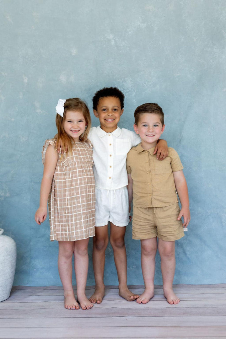Tatum Set - Cream - newborn - Button Down Shirt