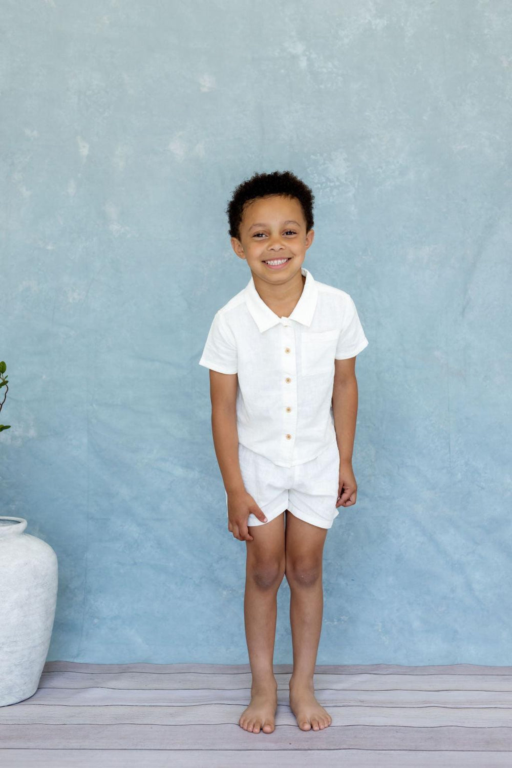 Tatum Set - Cream - newborn - Button Down Shirt