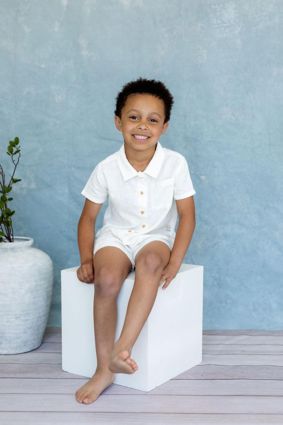 Tatum Set - Cream - newborn - Button Down Shirt