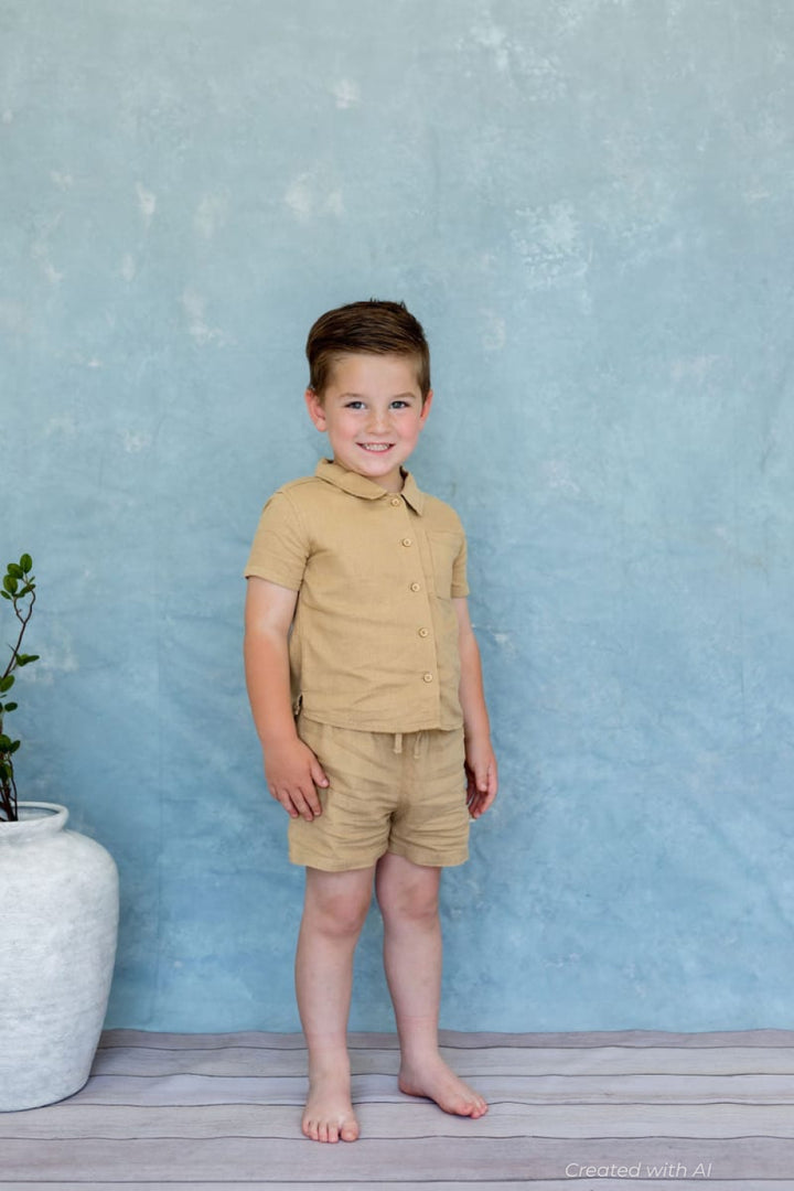 Tatum Set - Sand - Button Down Shirt